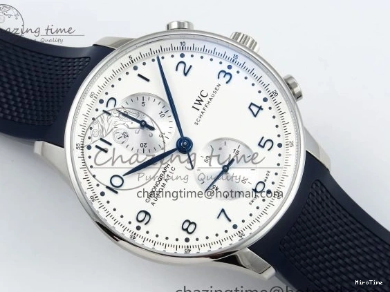 MIROTIME 0211 Casual Portuguese Chrono IW3716 Z+F 1:1 Best Edition White Dial on Blue Rubber Strap A 7016